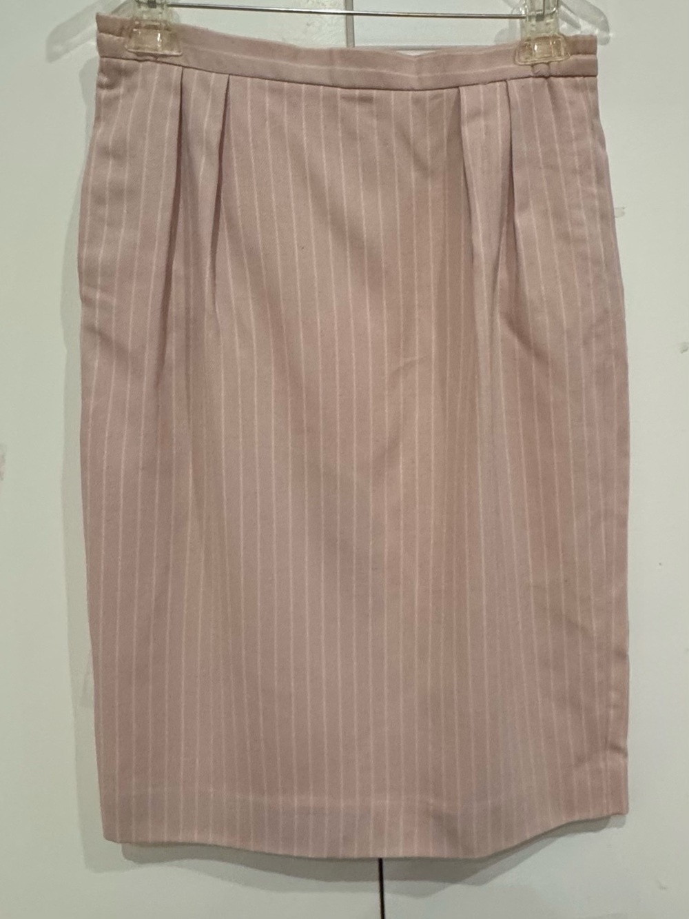 Classic Pink Cream Pinstripe Pencil Skirt Office Academia Vibe